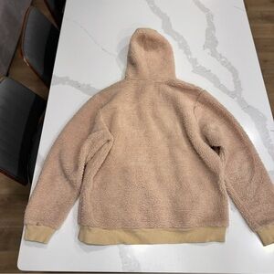 Boohoo Men's Beige Zip-Up Fleece Sweater